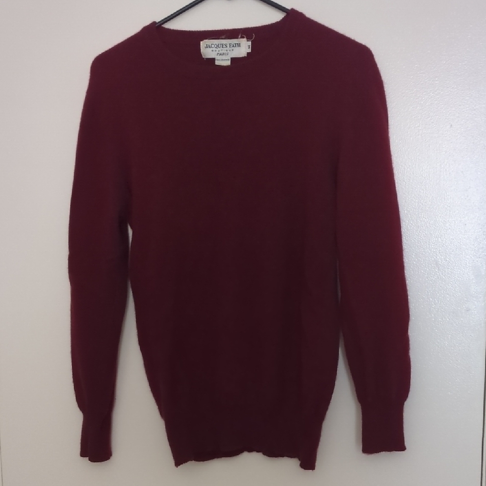 Jacques Fath Paris Burgundy Cashmere Crewneck Sweater